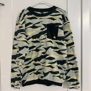 Adidas Green Camo Fleece Golf Sweatshirt Size Small Mens